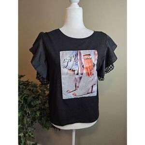 A Love Story Top Sz XL Black W/Graphic print